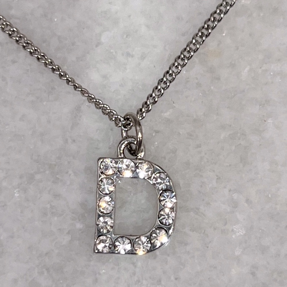 GUESS Silver Rhinestone Initial 'D' Necklace - Picture 7 of 11